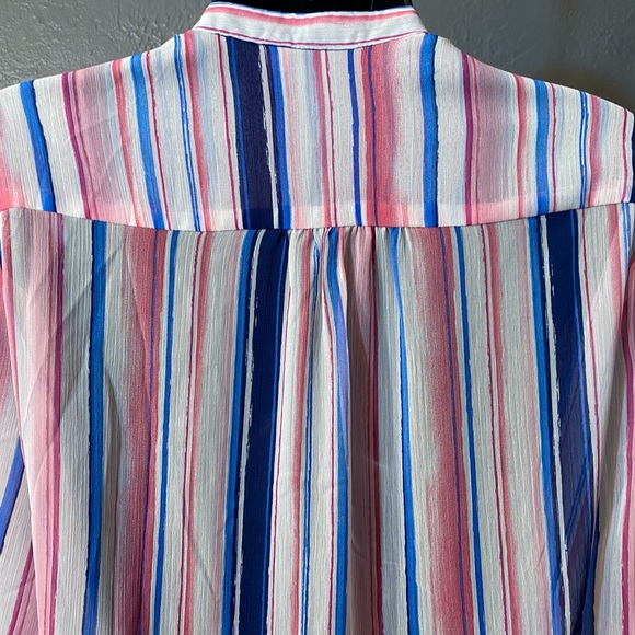 KUT From The Cloth Semi Sheer Jasmine Watercolor Striped Semi Sheer Blouse - Picture 13 of 16